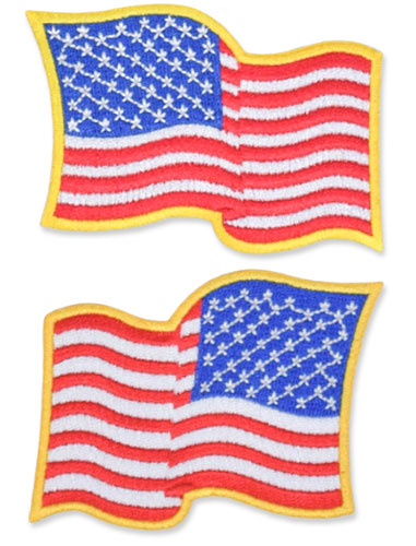 US Flag Patch - 3 x 2.25, Waving Gold, Standard Shoulder Size