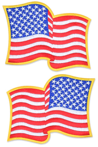 US Flag Patch - 4.5 x 3.5, Waving Gold, Large