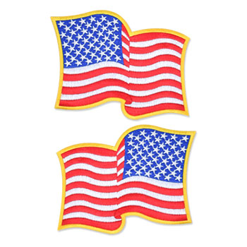 US Flag Patch - 4.5 x 3.5, Waving Gold, Large