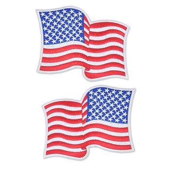 Wavy US American Flag Patches, Small / One Size