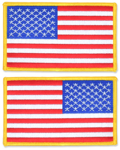 US Flag Patch - 5 x 3, Gold, Large
