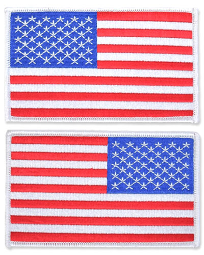 US Flag Patch - 5 x 3, White, Large