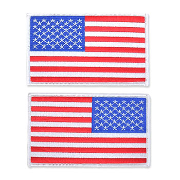 Small Reverse USA Flag Patch - Right Side Tan/Black Embroidered