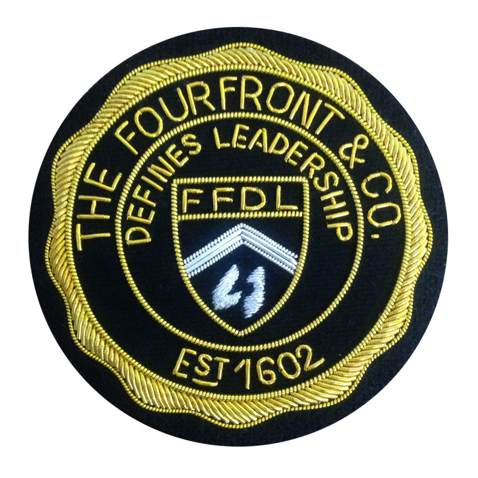 Custom Badge Patch Hand Embroidery Bullion Gold Wire